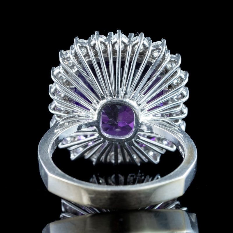 Vintage Amethyst Diamond Cocktail Ring 12ct Amethyst 
