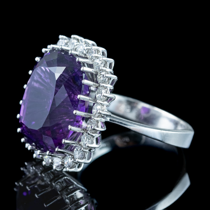 Vintage Amethyst Diamond Cocktail Ring 12ct Amethyst 