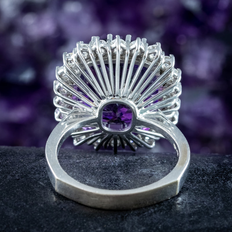 Vintage Amethyst Diamond Cocktail Ring 12ct Amethyst 