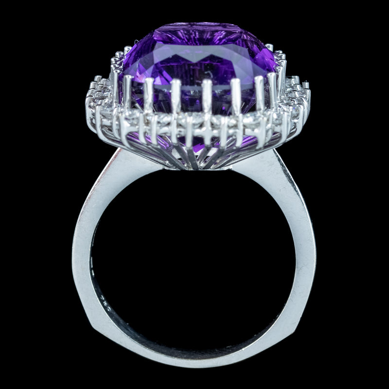 Vintage Amethyst Diamond Cocktail Ring 12ct Amethyst 