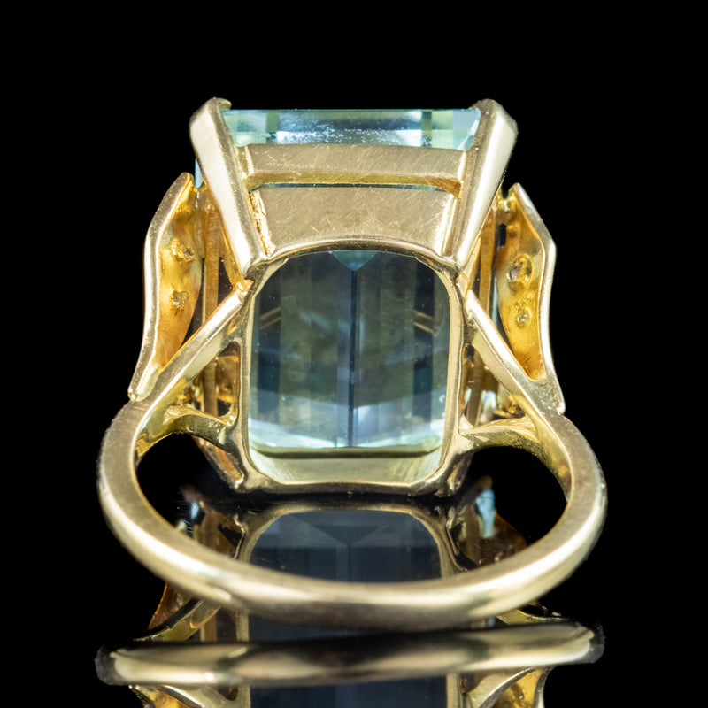 Vintage Aquamarine Diamond Cocktail Ring 17ct Aqua