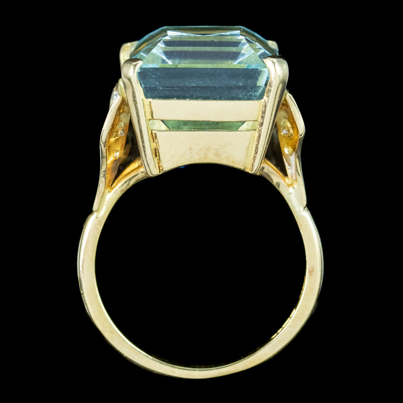 Vintage Aquamarine Diamond Cocktail Ring 17ct Aqua