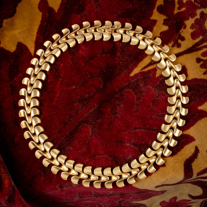 Vintage Choker Track Necklace 18ct Solid Gold