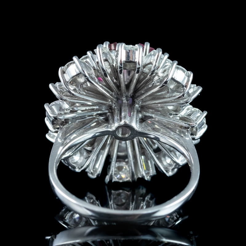 Vintage Cluster Cocktail Ring Violet Sapphire Ruby Diamond