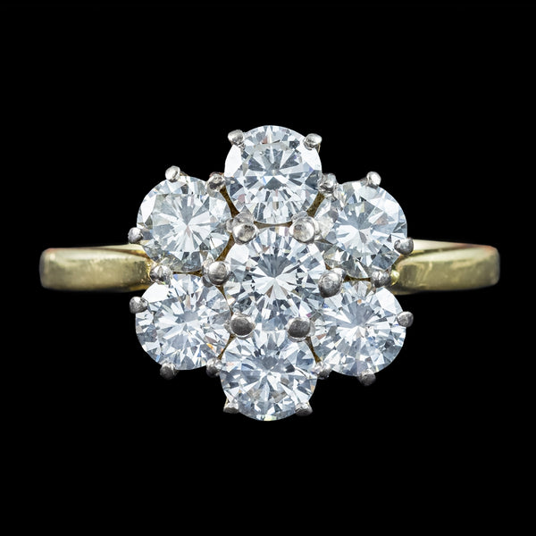 Vintage Diamond Cluster Ring 2.1ct Total Dated 1962