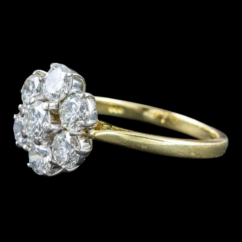 Vintage Diamond Cluster Ring 2.1ct Total Dated 1962