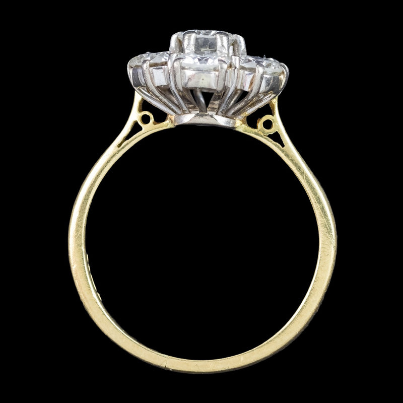 Vintage Diamond Cluster Ring 2.1ct Total Dated 1962