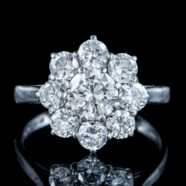 Vintage Diamond Daisy Cluster Ring 2.35ct Total Dated 1977