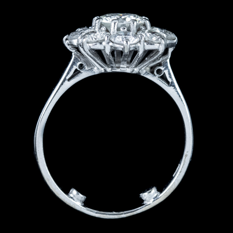 Vintage Diamond Daisy Cluster Ring 2.35ct Total Dated 1977