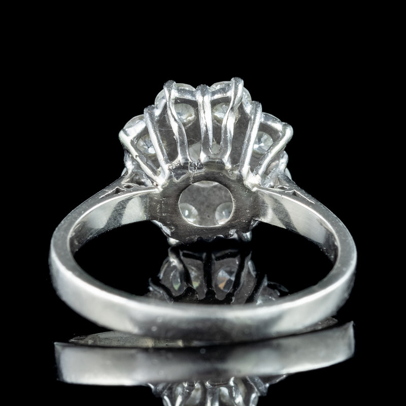 Vintage Diamond Daisy Cluster Ring 1.7ct Total
