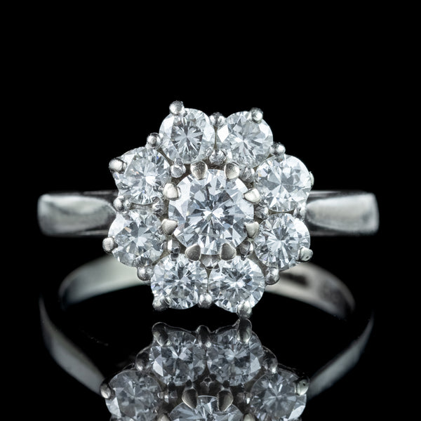 Vintage Diamond Daisy Cluster Ring 1.7ct Total