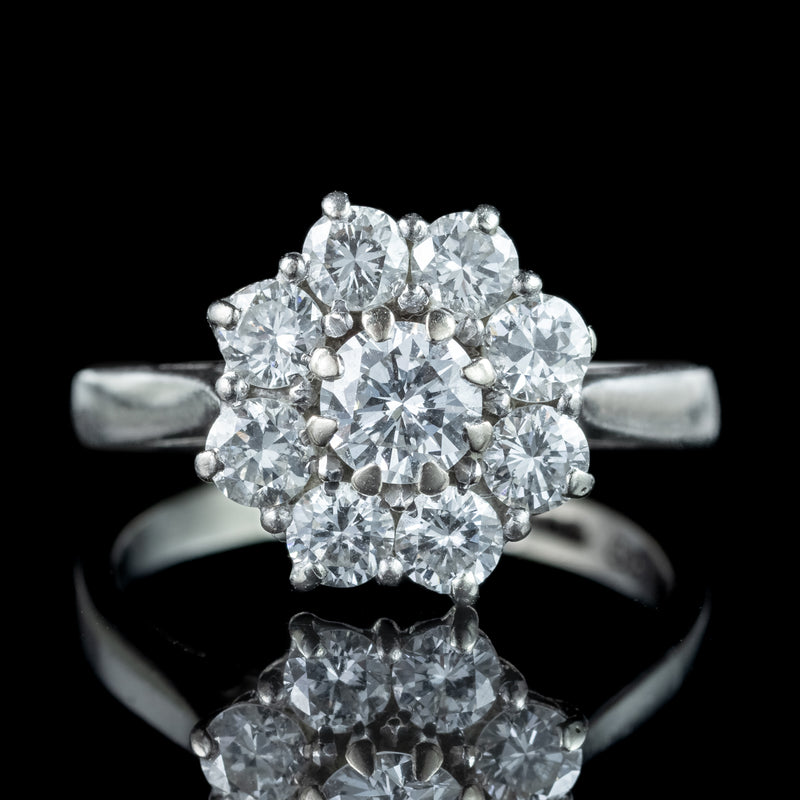 Vintage Diamond Daisy Cluster Ring 1.7ct Total