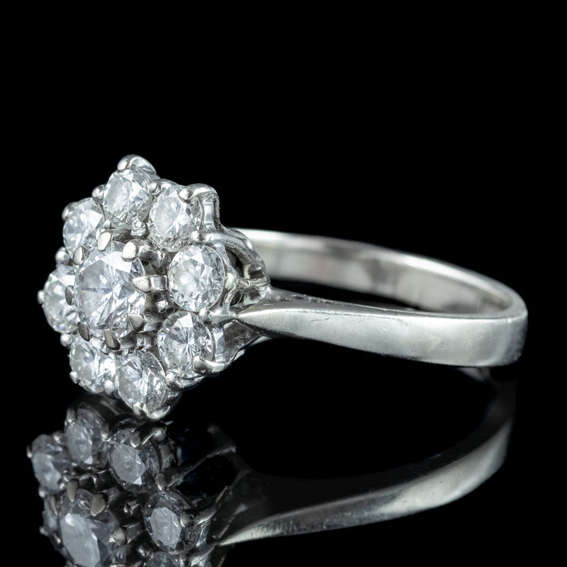 Vintage Diamond Daisy Cluster Ring 1.7ct Total