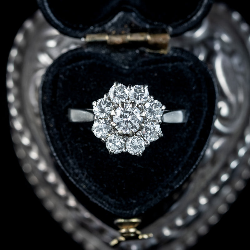 Vintage Diamond Daisy Cluster Ring 1.7ct Total