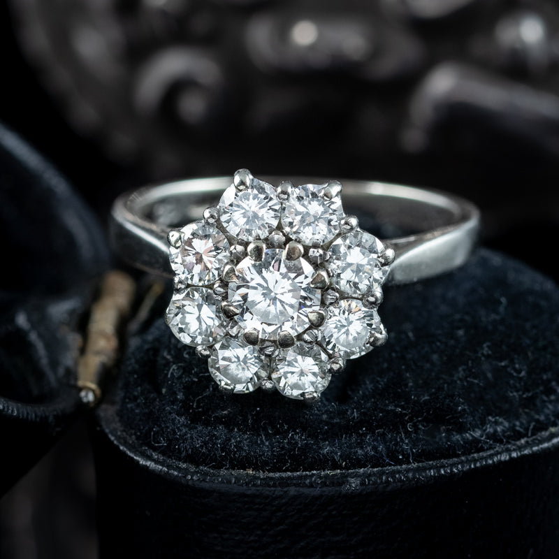 Vintage Diamond Daisy Cluster Ring 1.7ct Total