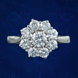 Vintage Diamond Daisy Cluster Ring 1.7ct Total