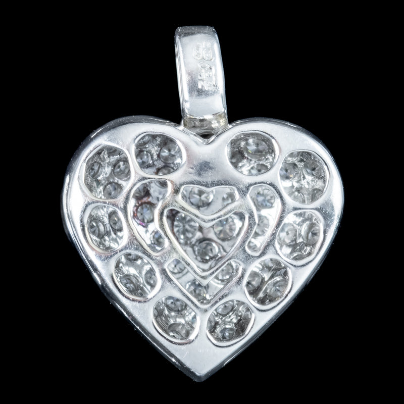 Vintage Diamond Heart Pendant 18ct Gold 0.50ct Of Diamond