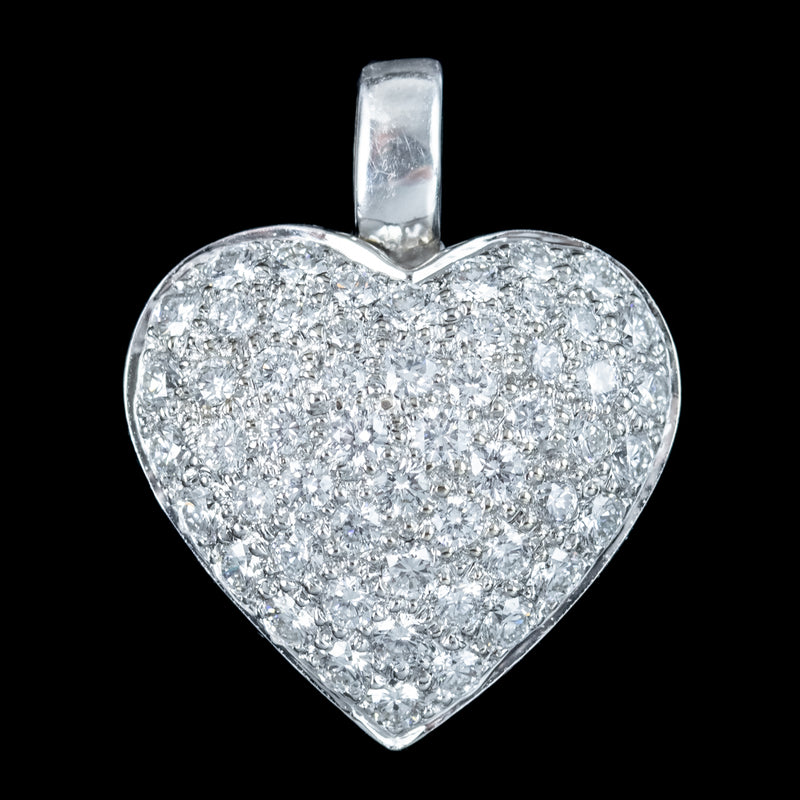 Vintage Diamond Heart Pendant 18ct Gold 0.80ct Of Diamond Antique Jewellery Online
