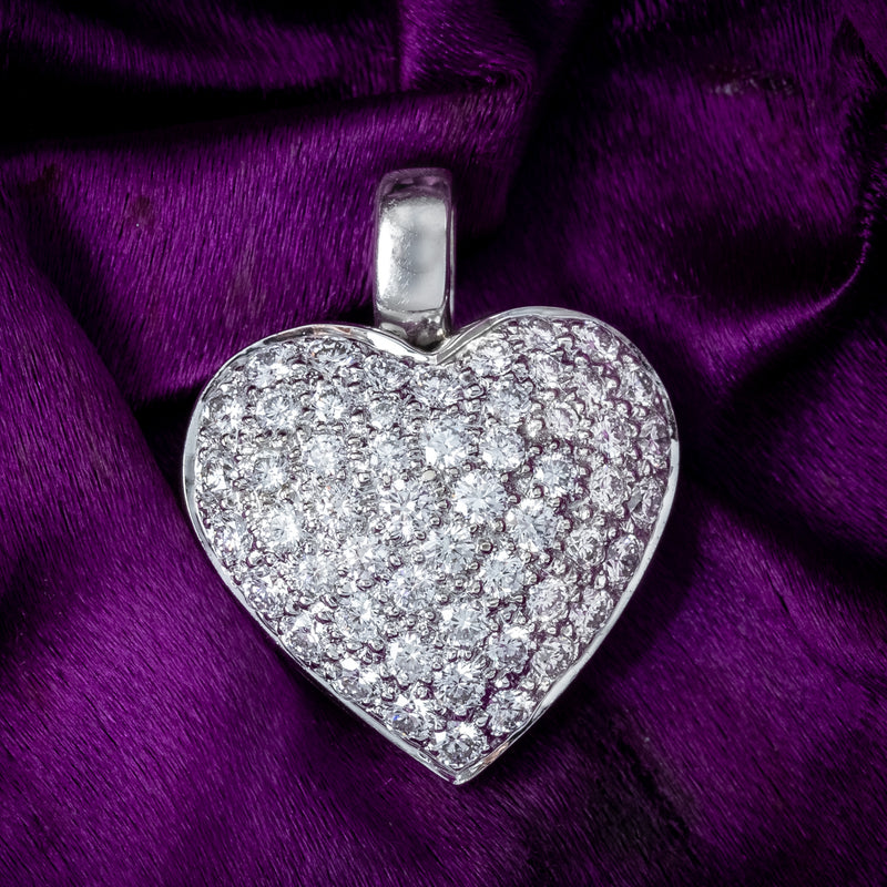 Vintage Diamond Heart Pendant 18ct Gold 0.50ct Of Diamond