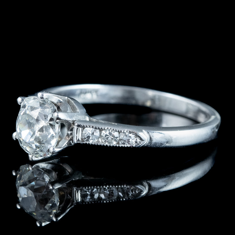 Vintage Diamond Solitaire Ring 1.25ct Diamond With Cert