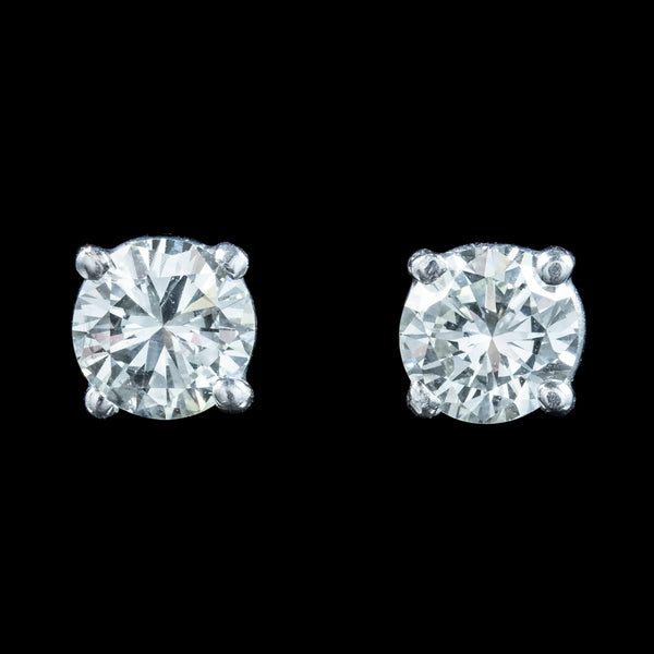 Vintage Diamond Stud Earrings 18ct Gold 1.2ct Total