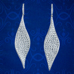 Vintage Diamond Twirl Drop Earrings 18ct Gold 8ct Of Diamond 