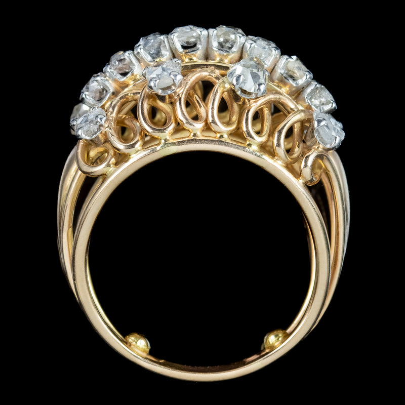 Art Deco French Diamond Boule Cocktail Ring 2ct Diamond