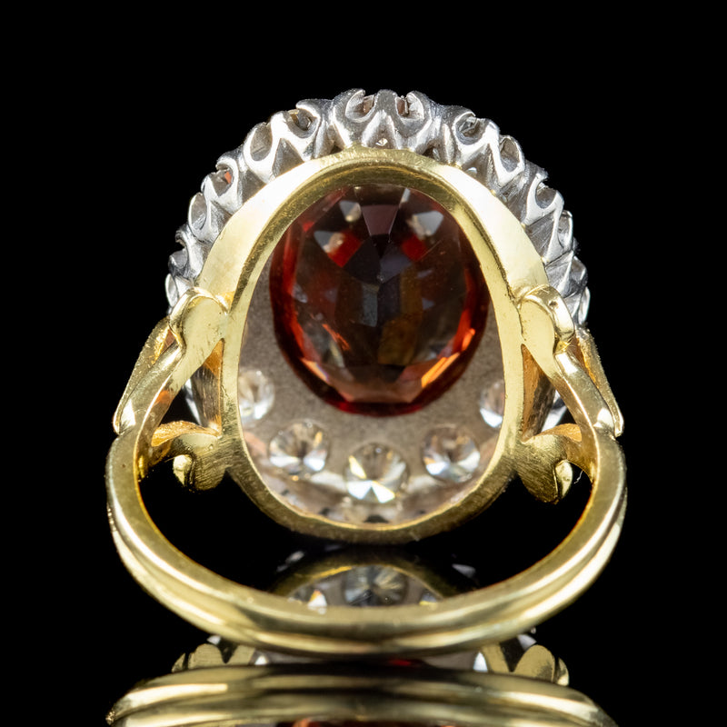 Vintage Garnet Diamond Cluster Ring 6ct Garnet Dated 1976