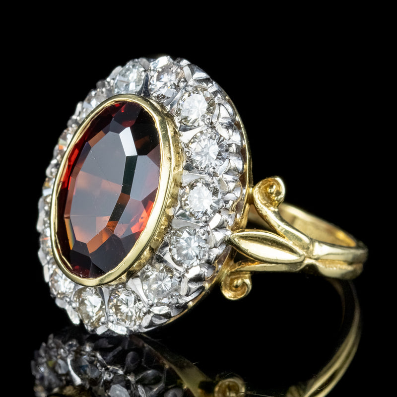 Vintage Garnet Diamond Cluster Ring 6ct Garnet Dated 1976