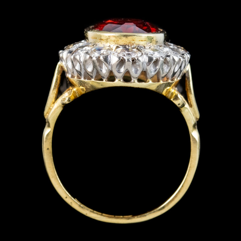 Vintage Garnet Diamond Cluster Ring 6ct Garnet Dated 1976