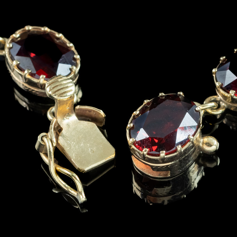 Vintage Garnet Riviere Necklace 9ct Gold 