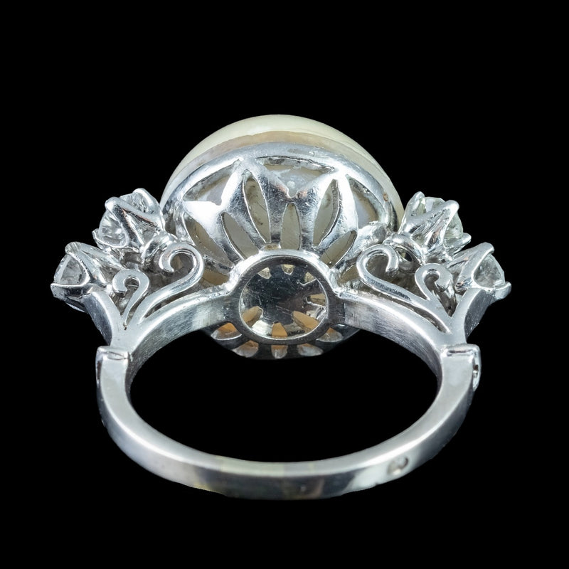 Vintage Pearl Diamond Cocktail Ring