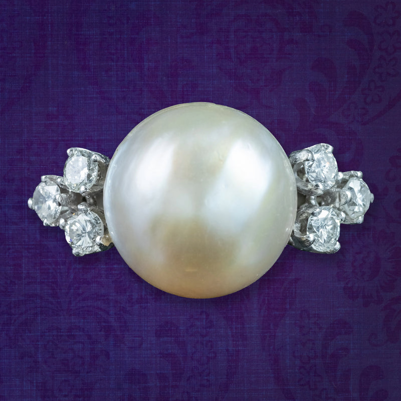 Vintage Pearl Diamond Cocktail Ring