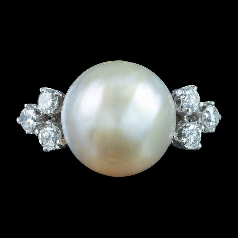 Vintage Pearl Diamond Cocktail Ring