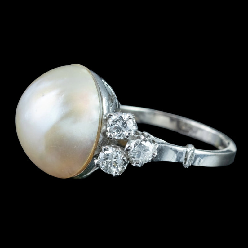 Vintage Pearl Diamond Cocktail Ring