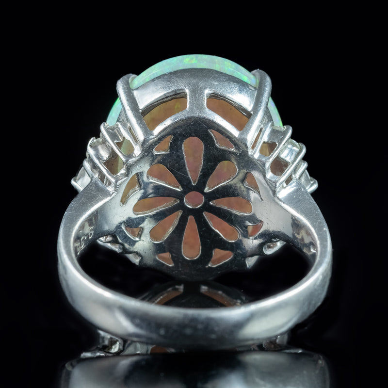 Vintage Opal Diamond Cocktail Ring 9.38ct Natural Opal