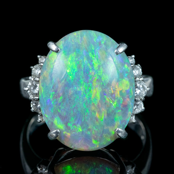 Vintage Opal Diamond Cocktail Ring 9.38ct Natural Opal
