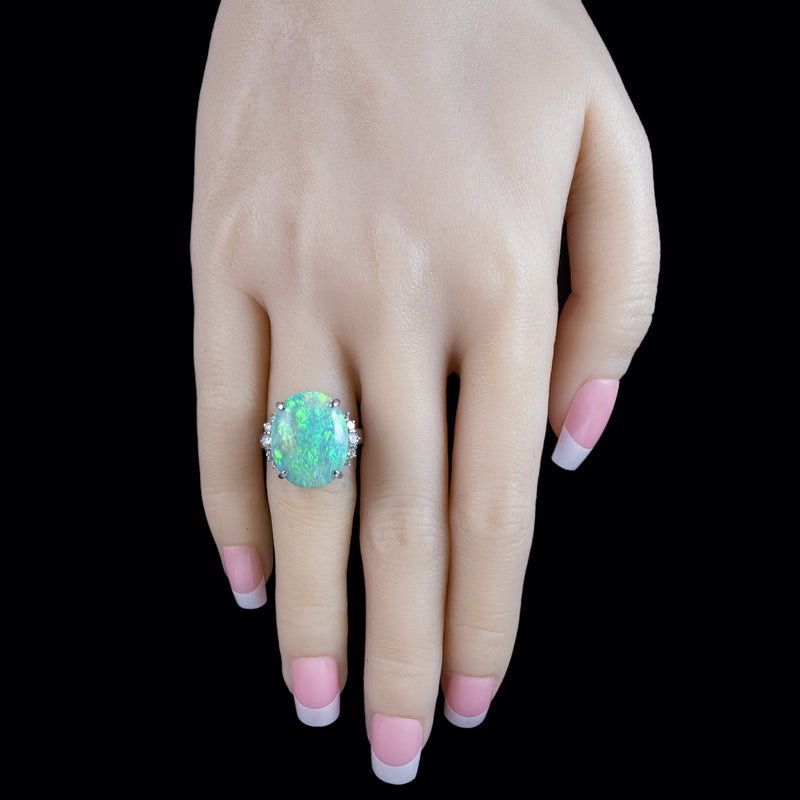 Vintage Opal Diamond Cocktail Ring 9.38ct Natural Opal