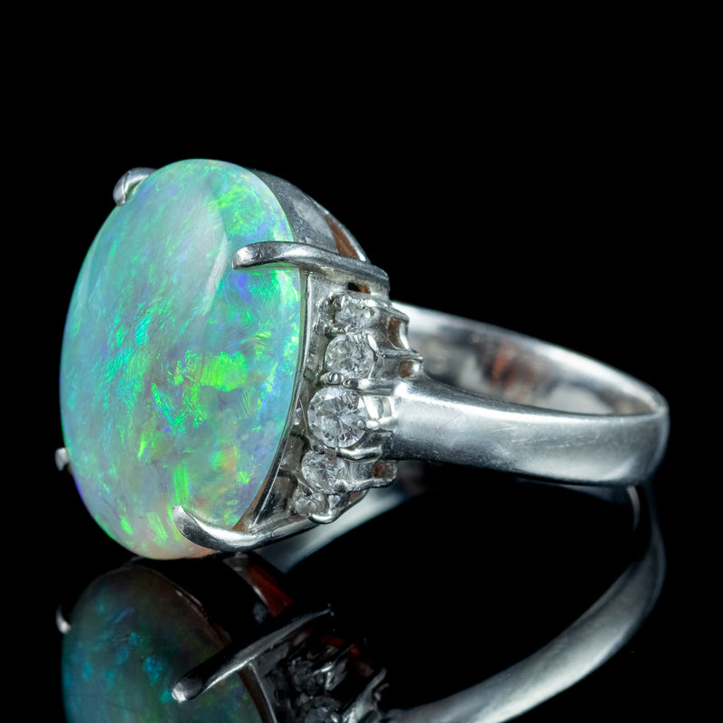 Vintage Opal Diamond Cocktail Ring 9.38ct Natural Opal