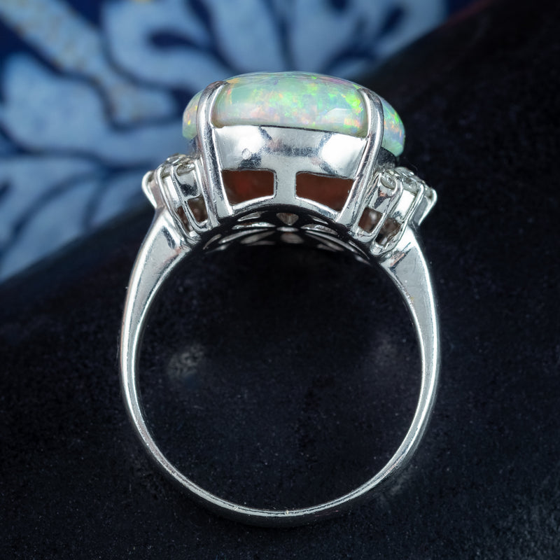 Vintage Opal Diamond Cocktail Ring 9.38ct Natural Opal