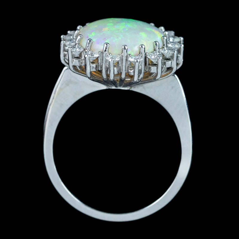 Vintage Opal Diamond Ring 4.5ct Natural Opal With Box