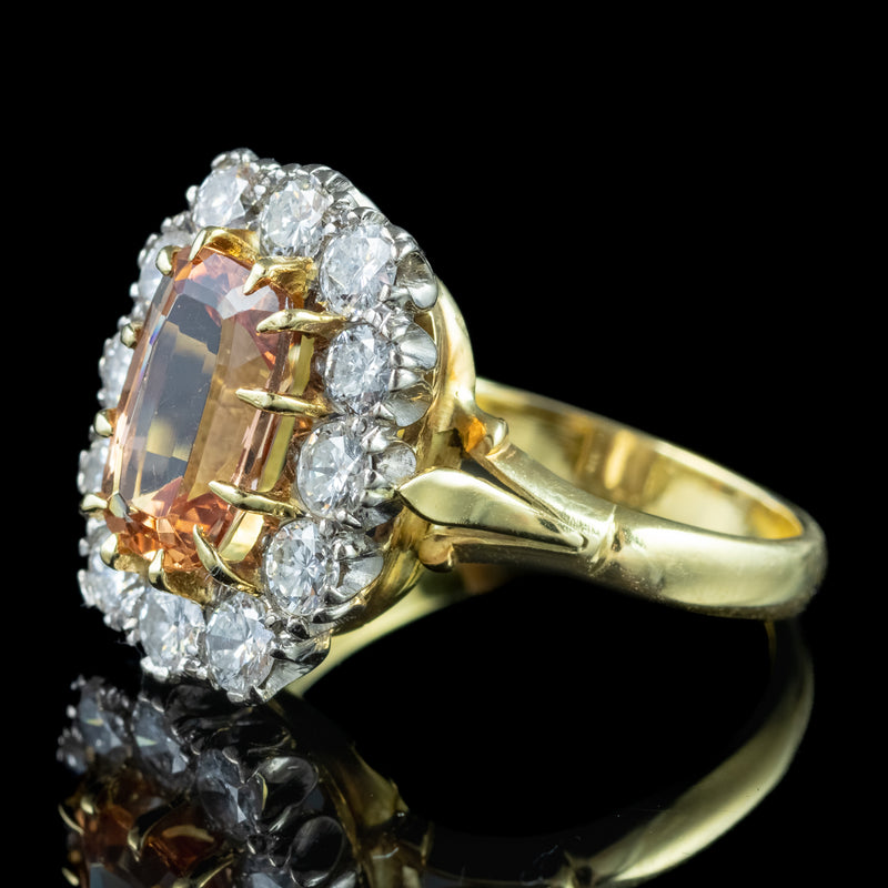Vintage Orange Topaz Diamond Cluster Ring 2.6ct Topaz