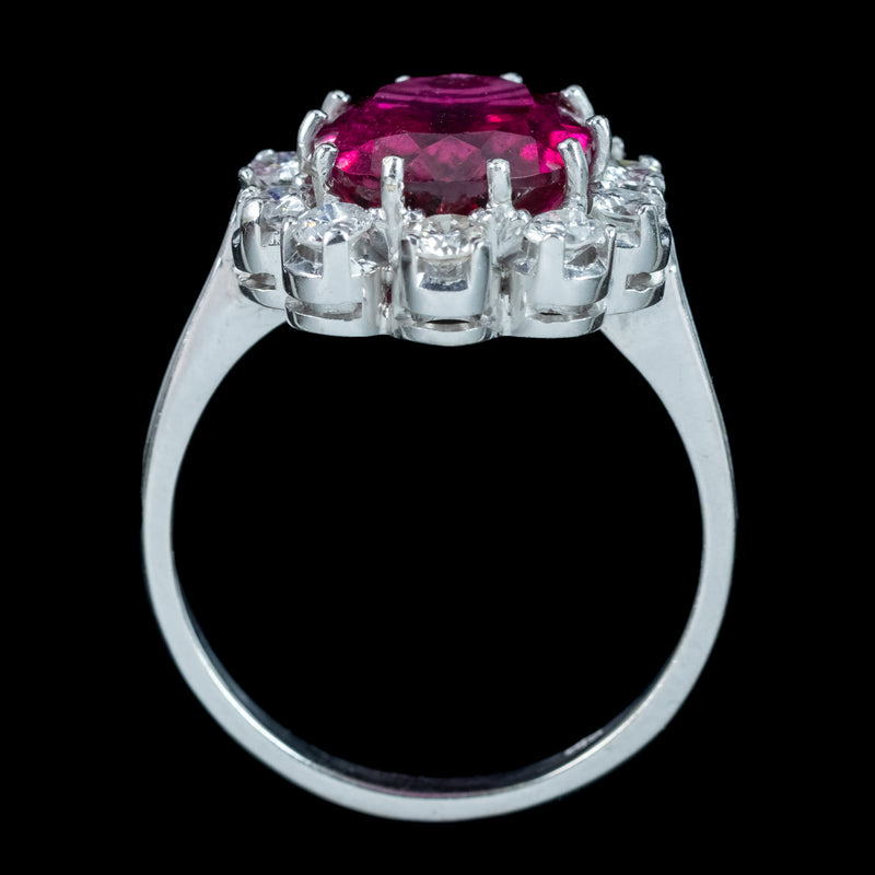 Vintage Tourmaline Diamond Cluster Ring 5ct Pink Tourmaline 