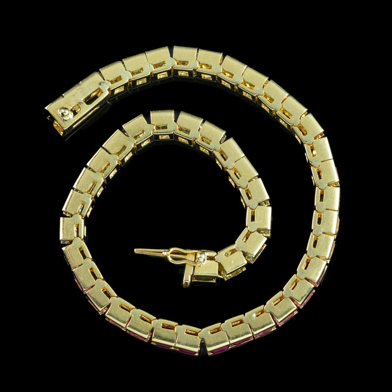 Vintage Rainbow Sapphire Tennis Bracelet 18ct Gold