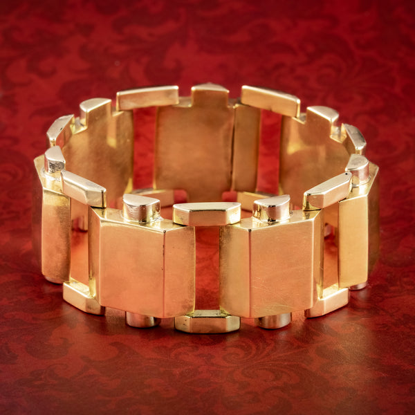 Vintage Retro Tank Bracelet 18ct Gold