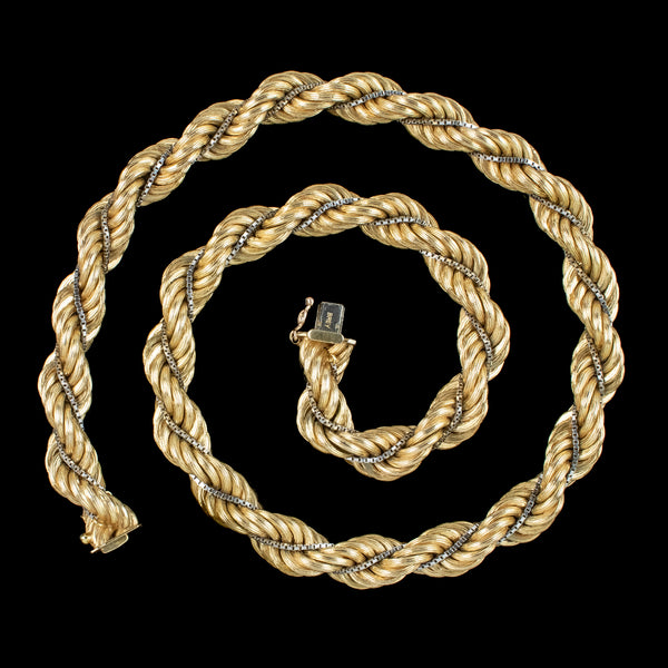 Vintage Rope Twist Chain Necklace 9ct Gold Dated 1979