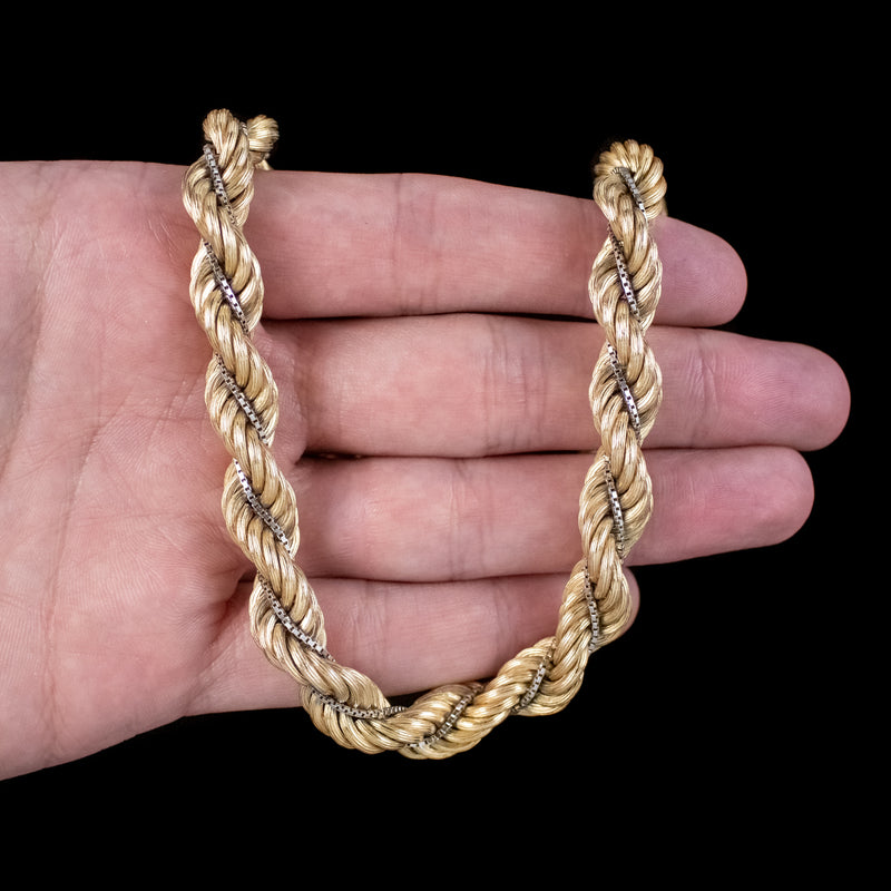 Vintage Rope Twist Chain Necklace 9ct Gold Dated 1979