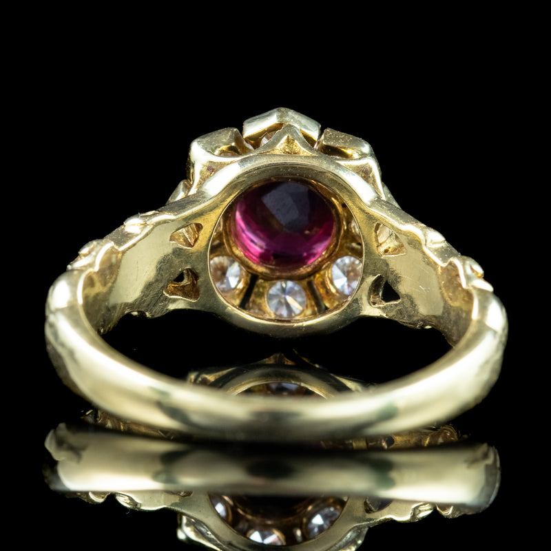 Vintage Ruby Diamond Cluster Ring Natural 0.84ct Ruby Dated 1977