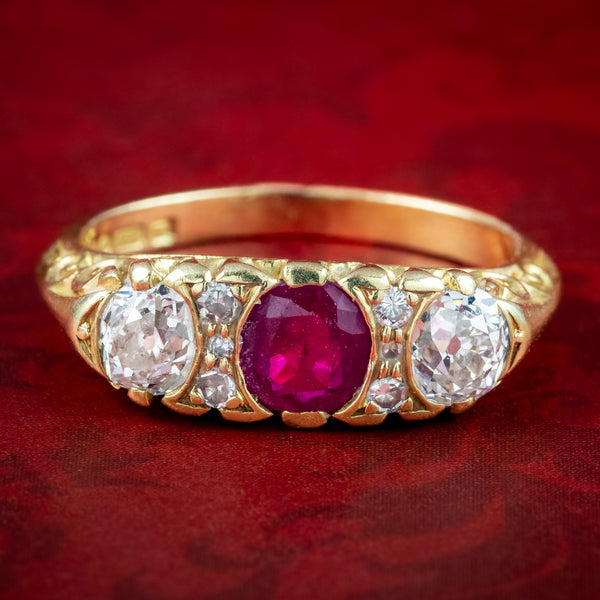 Vintage Ruby Diamond Ring 0.65ct Ruby Dated 1978 