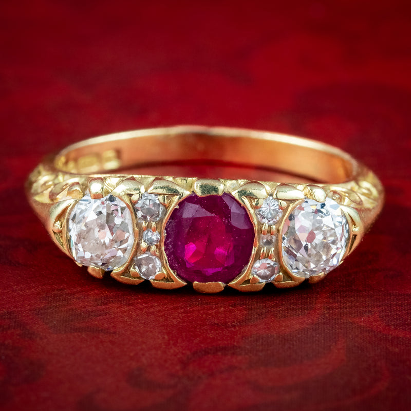 Vintage Ruby Diamond Ring 0.65ct Ruby Dated 1978 